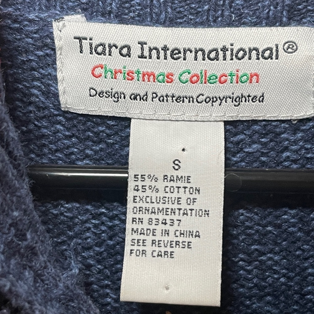 Vintage Tiara International Christmas Sweater Blue Holiday Small - Picture 5 of 7